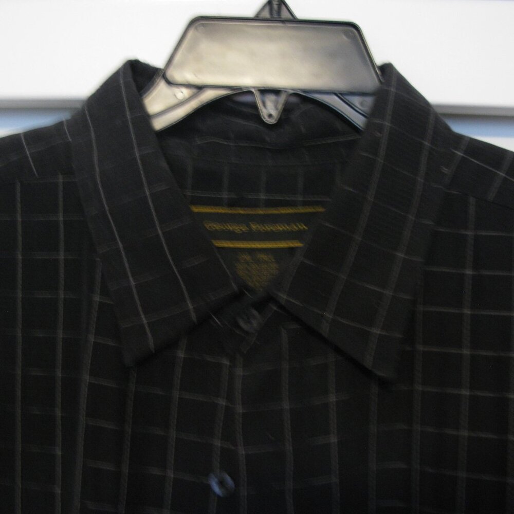 George Foreman 2XLT  Black Short Sleeve Button Front Men's Shirt